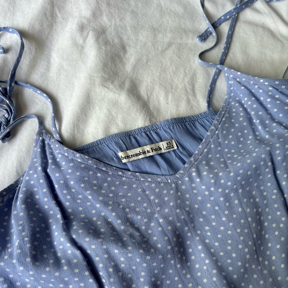 Abercrombie & Fitch Light Blue Polka Dot mini slip dress